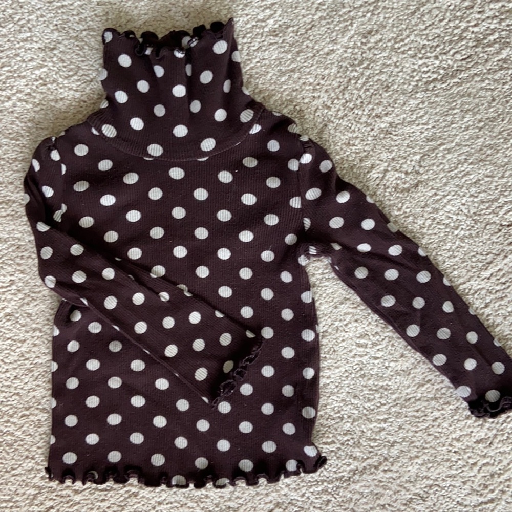 Baby Gap Brown and White Ribbed Polka Dot Turtleneck Top in Size 18-24M